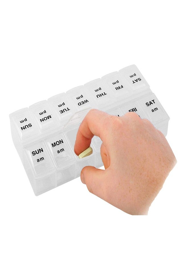 أبيكس منظم حبوب أسبوعي اقتصادي من أبيكس، يُستخدم مرتين يوميًا، سهل الفتح، بأغطية شفافة، يُرتب الأدوية أو الفيتامينات حسب الصباح أو المساء أو وقت النوم، شفاف - Image 2